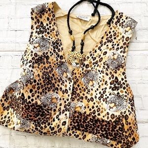 Helen Sheets Cheetah Print Button Vest